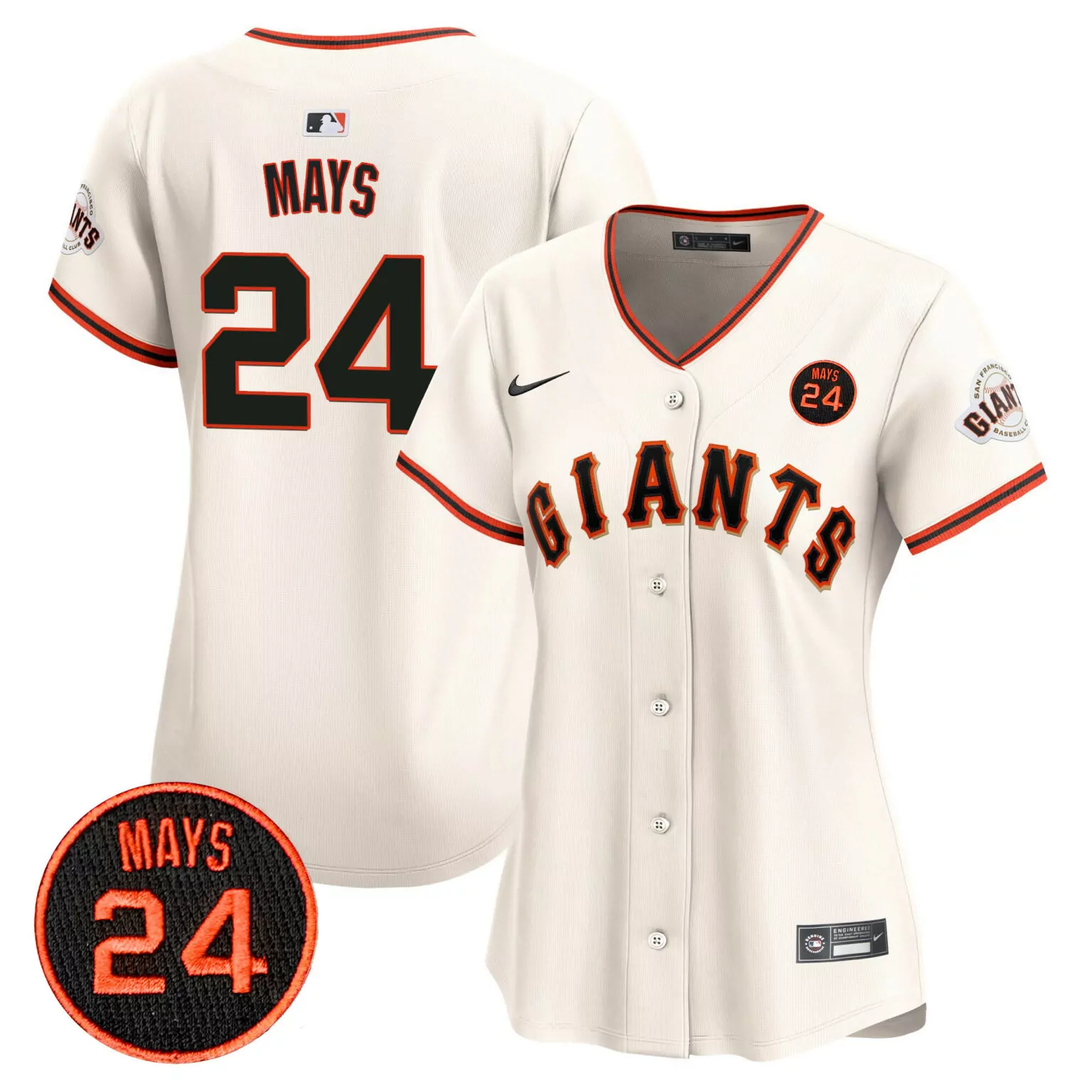 Willie Mays 24 Giants Jersey Cream 2023 City Connect San Francisco Men Black Orange