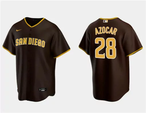 Jos Azocar 28 San Diego Padres Jersey Brown Men Gold Cool Base Stitched