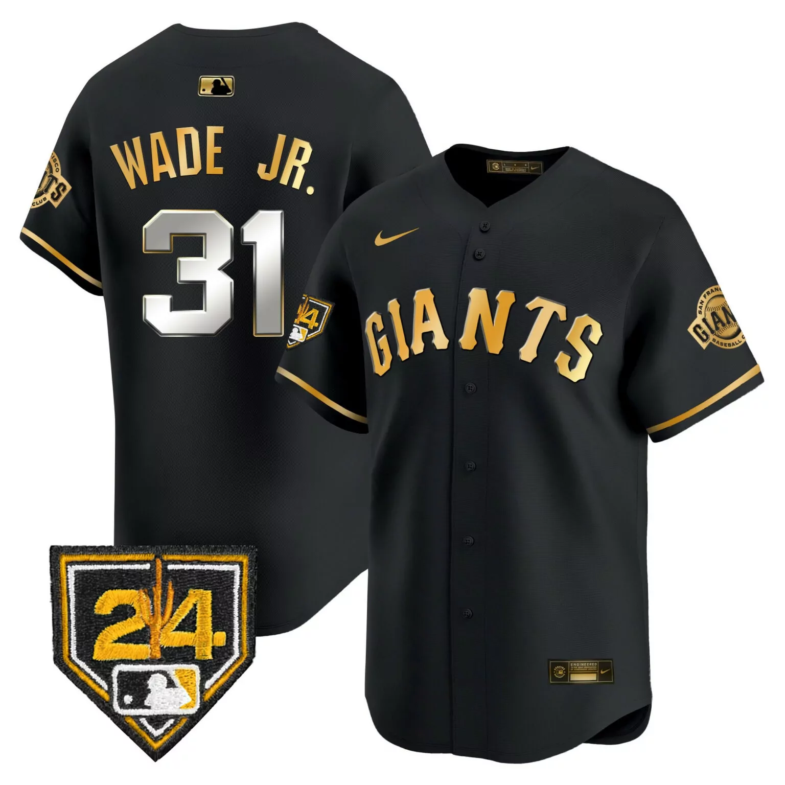 Lamonte Wade Jr. 31 Jersey Black San Francisco Giants Men Replica Gold Silver All