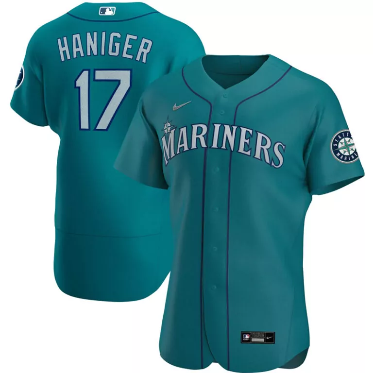 Mitch Haniger 17 Mariners Jersey Teal Men Navy White Alternate