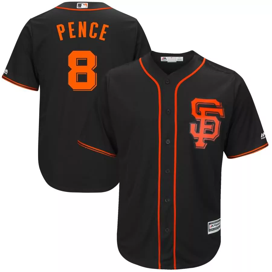 Hunter Pence 8 Jersey Black San Francisco Giants Men Orange Alternate Cool Base