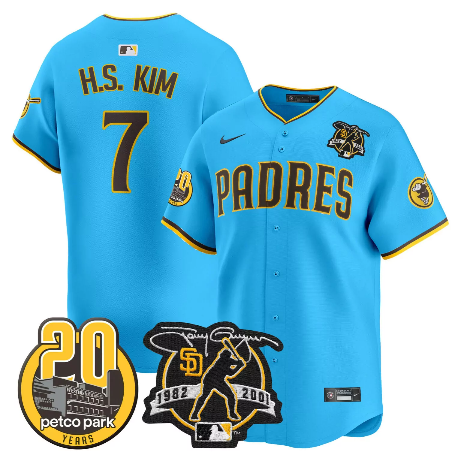 H.s. Kim 7 Padres Jersey Blue Petco Park 20th Anniversary 20 Years San Diego 1982-2001