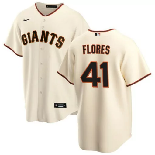Wilmer Flores 41 Giants Jersey Cream Men Orange Black Cool Base Stitched