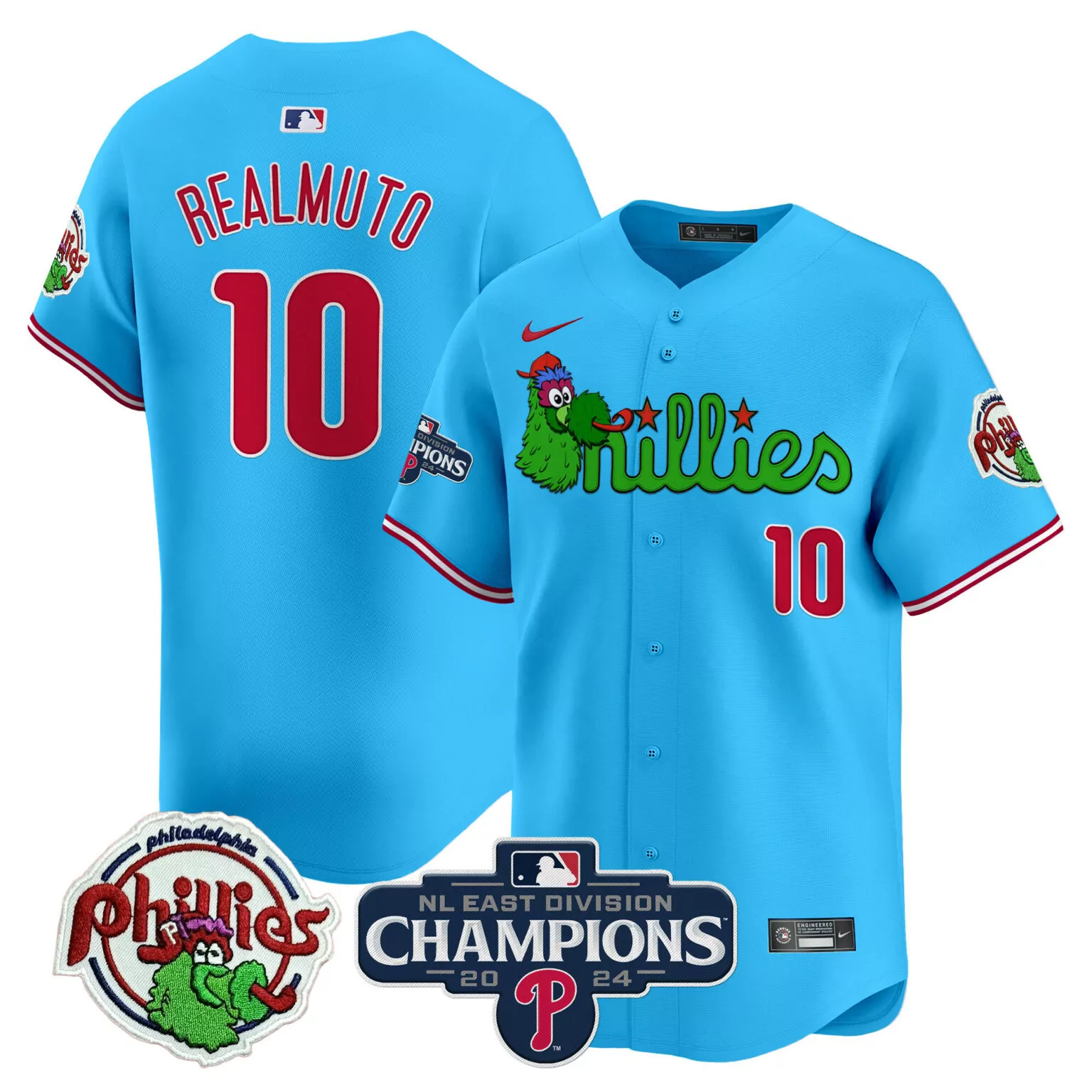 Phanatic Nl 10 Phillies Jersey Light Blue Mascot Men Red Green v2 All Stitched