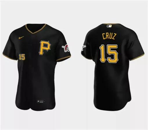 Oneil Cruz 15 Pittsburgh Pirates Jersey Black Men Gold White Flex Base Stitched