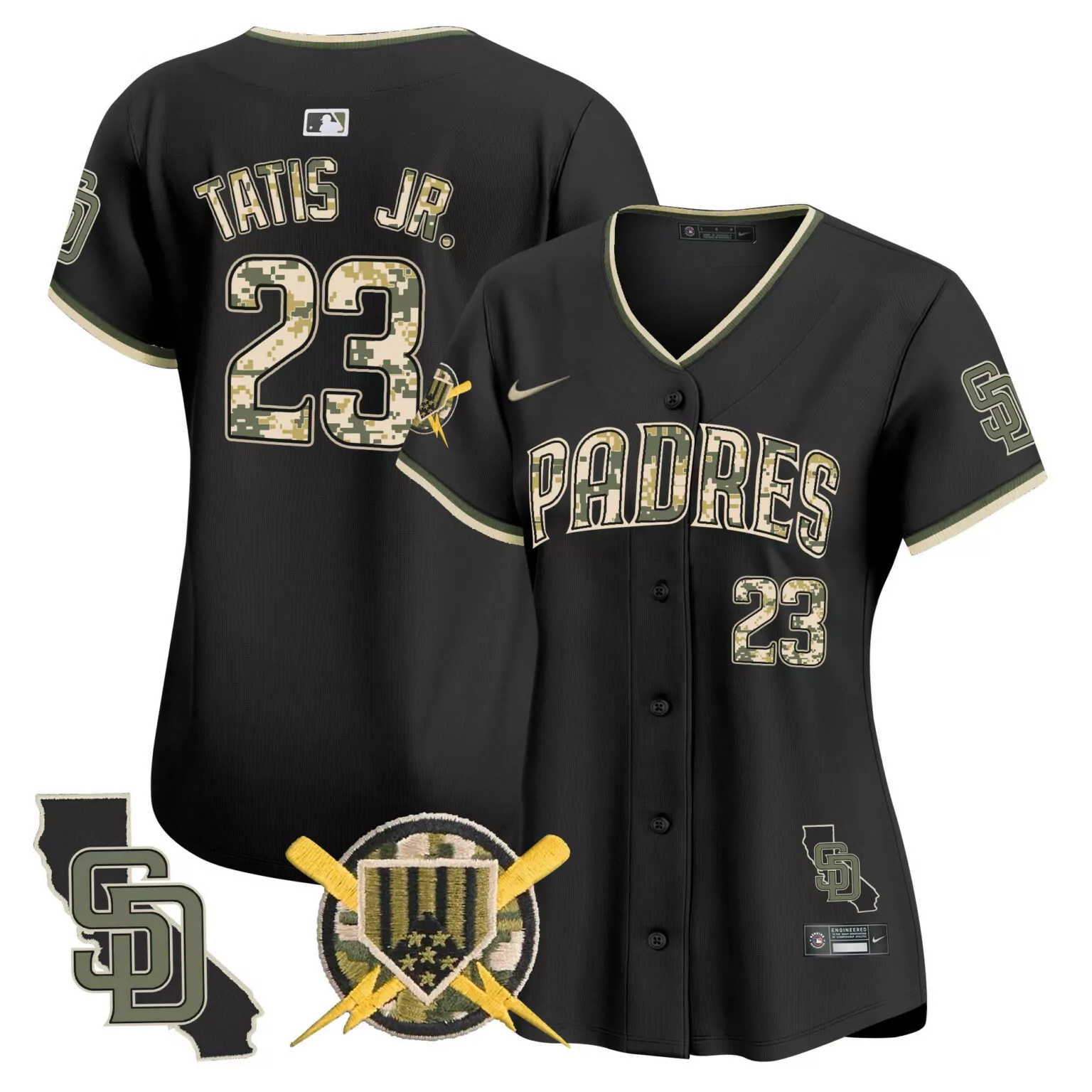 Fernando Tatis 23 Padres Jersey Black Military Appreciation California State Outline Sd