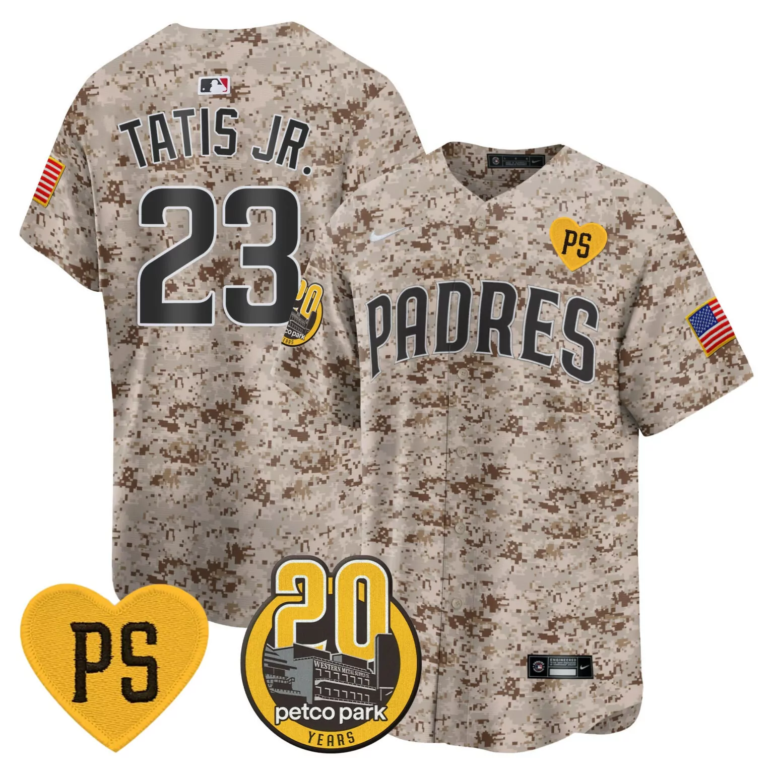 Fernando Tatis 23 Padres Jersey Tan Military Appreciation Ps Heart Petco Park 20 Years