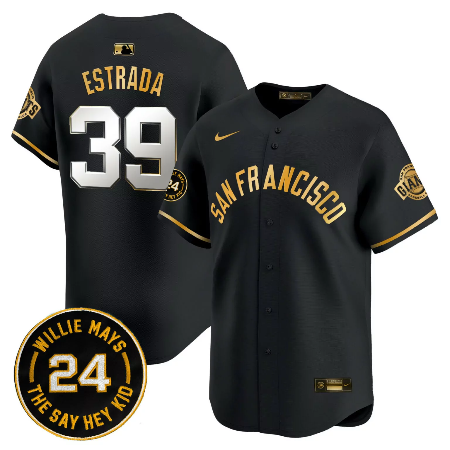 Thairo Estrada 39 Jersey Black San Francisco Giants Men Gold v5 All Stitched