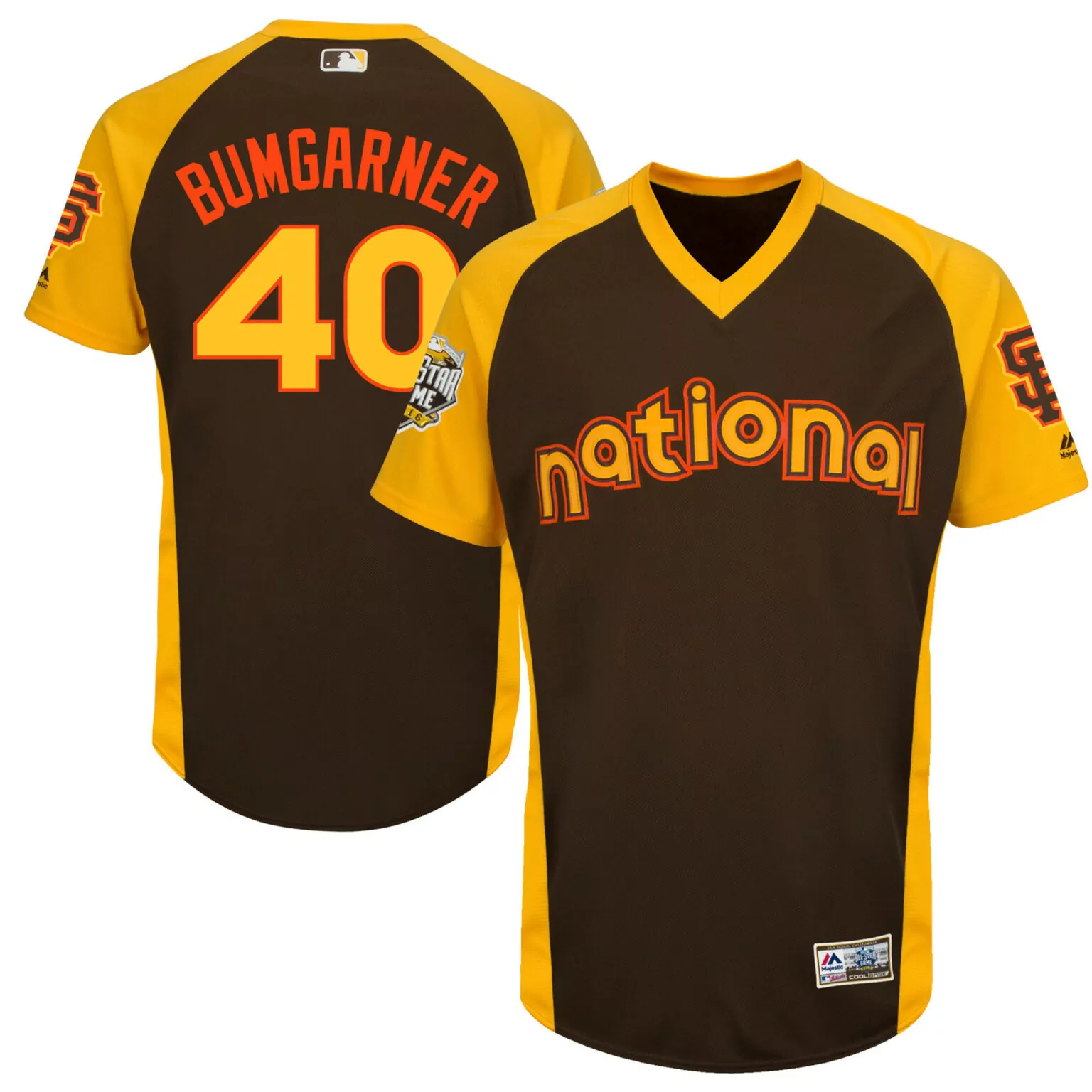 Madison Bumgarner 40 Jersey Brown National League All-star Game Men Yellow Cool Base