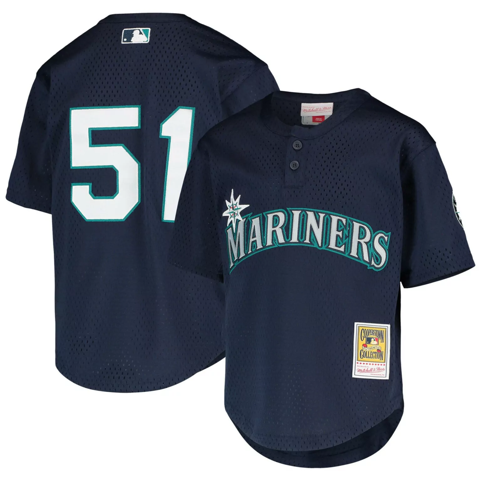 Ichiro Suzuki 51 Mariners Jersey Navy Cooperstown Collection Men Teal White