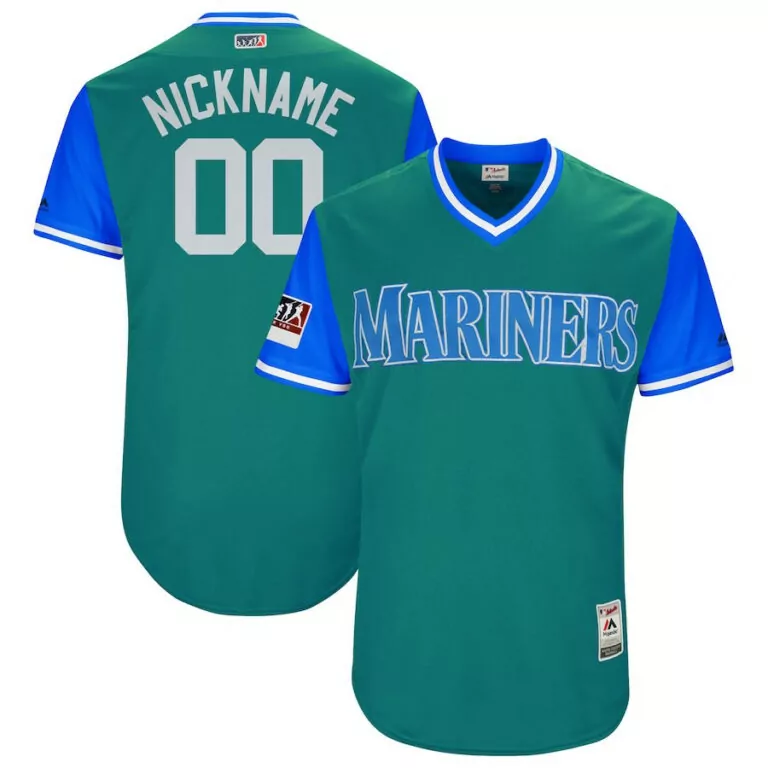 Mariners Jersey Teal Majestic Men Blue White Flex Base