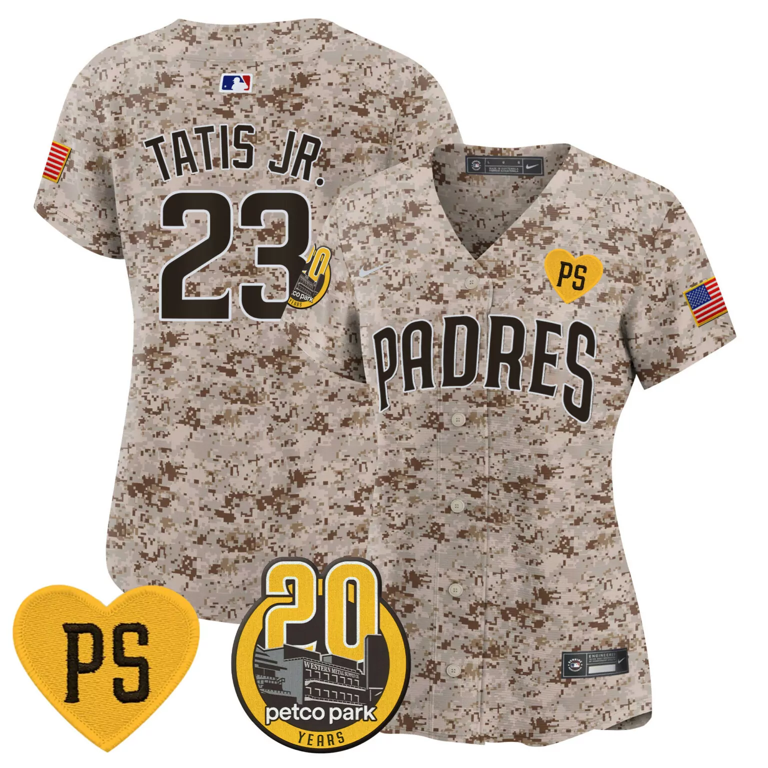 Fernando Tatis 23 Padres Jersey Tan Military Camouflage Us Flag Petco Park 20 Years