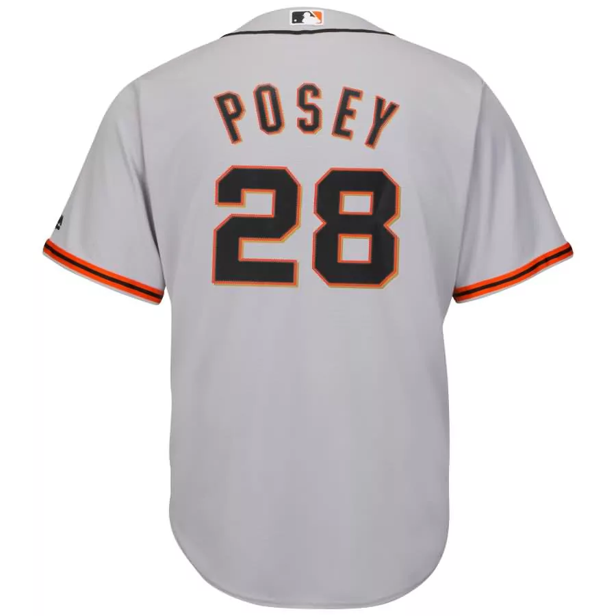 Buster Posey 28 Jersey Gray San Francisco Giants Men Black Orange Cool Base