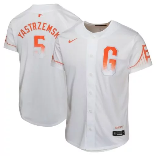 Mike Yastrzemski 5 Giants Jersey White City Connect Men Custom Design Orange