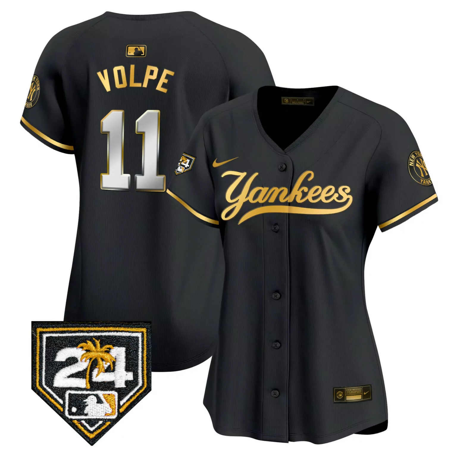 Anthony Volpe 11 New York Yankees Jersey Black City Connect Palm Tree Men Gold White