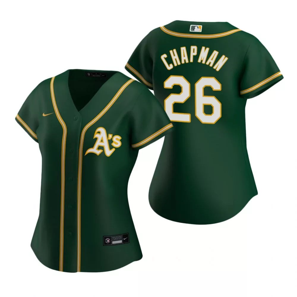 Matt Chapman 26 Oakland Athletics Jersey Green Women Authentic Yellow White Alternate