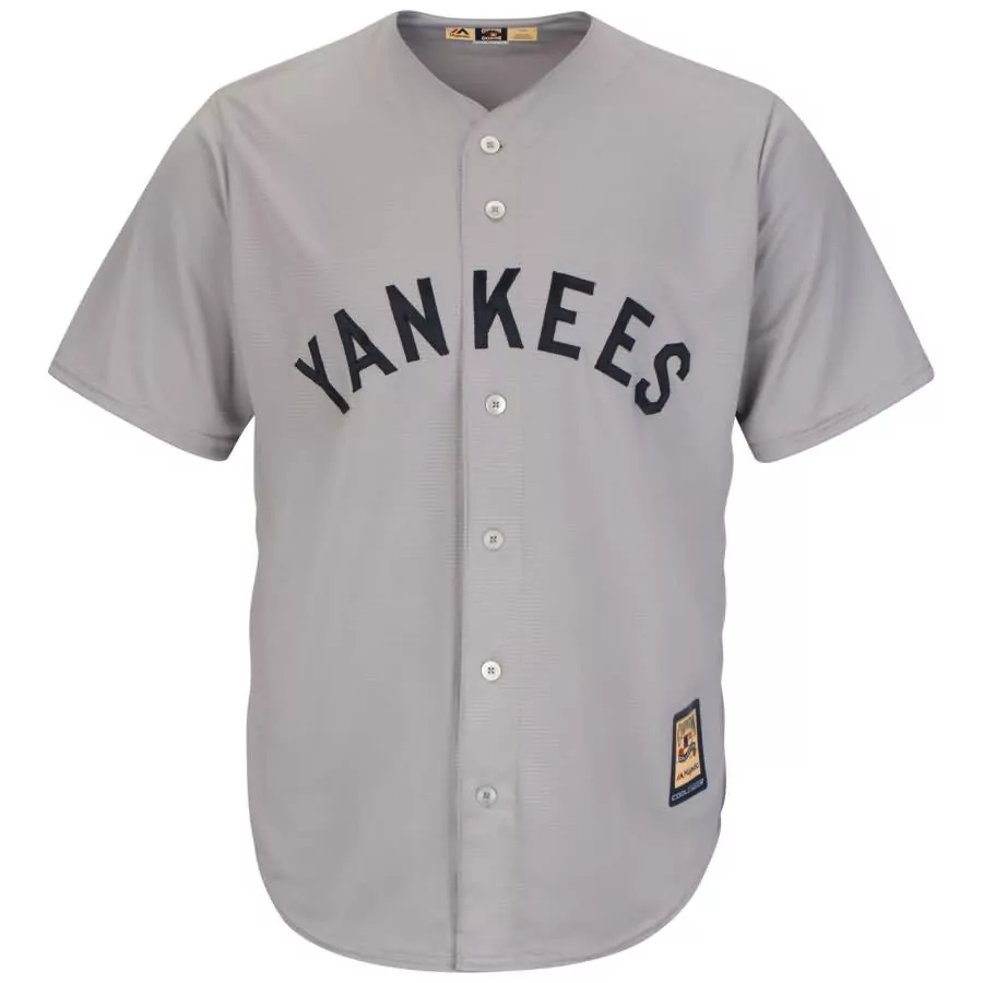 Mickey Mantle New York Yankees Jersey Gray Majestic Cool Base Men Navy Blue Cooperstown
