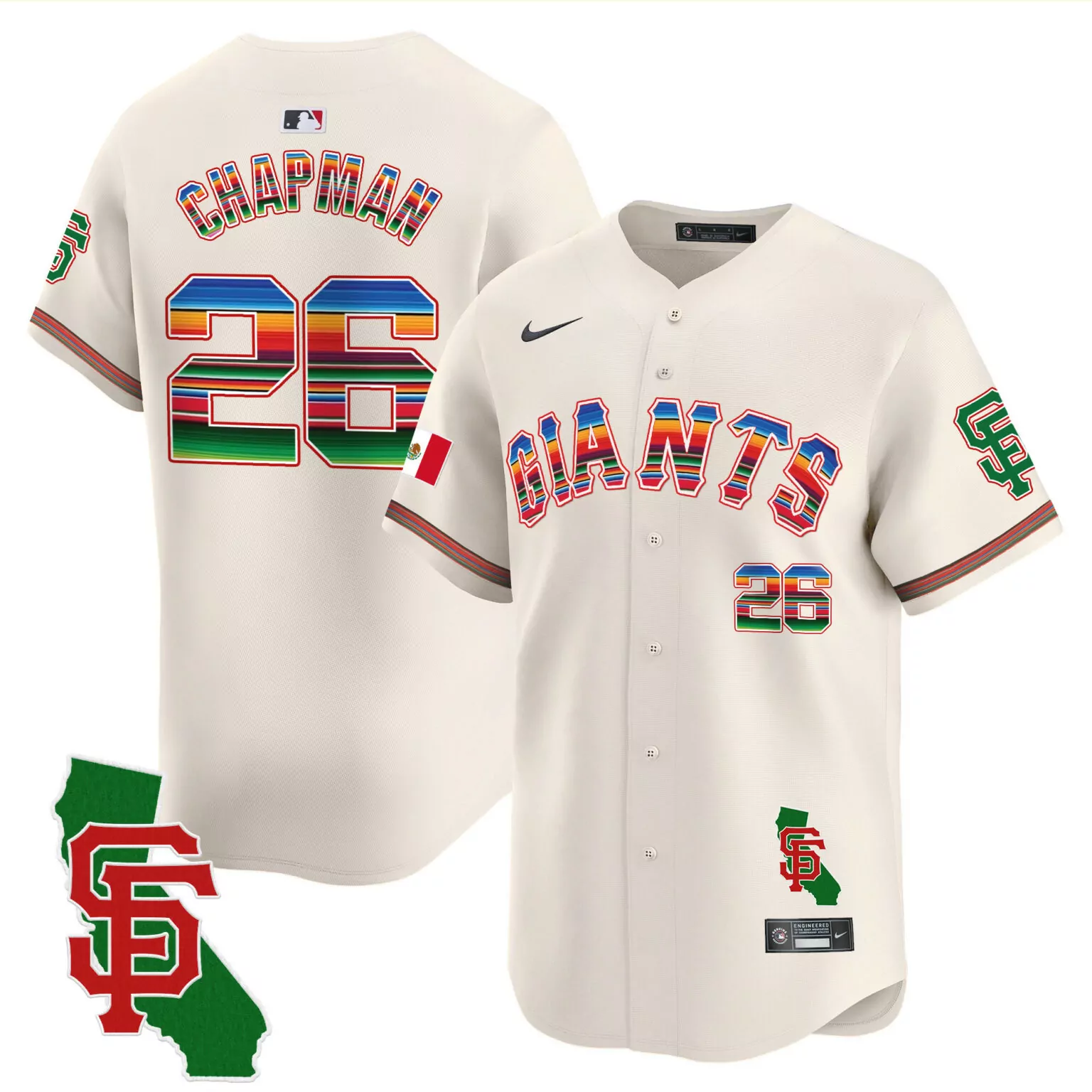 Matt Chapman 26 Giants Jersey Cream Cinco De Mayo California Shape SF Mexican Flag 2023