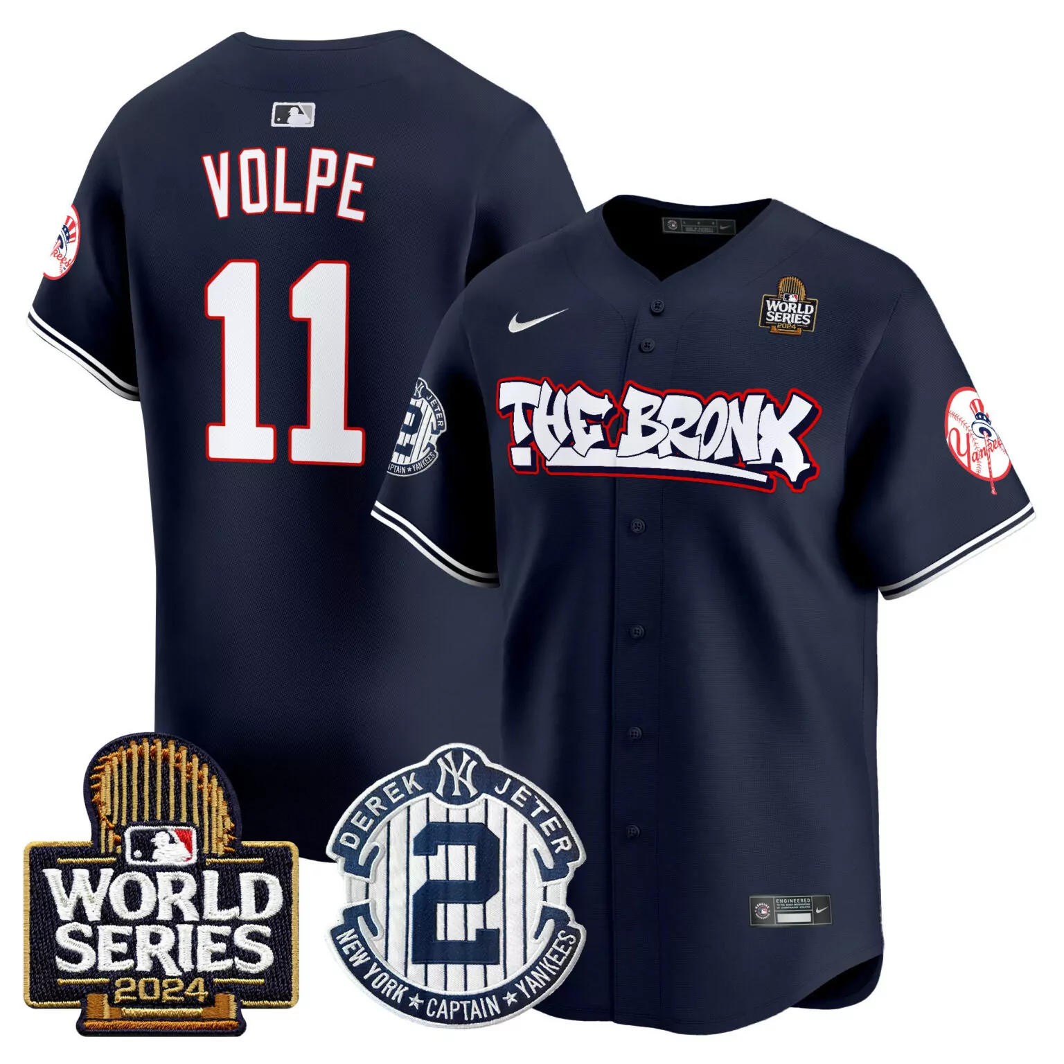 Anthony Volpe 11 New York Yankees Jersey Navy The Bronx World Series 2024 Men White