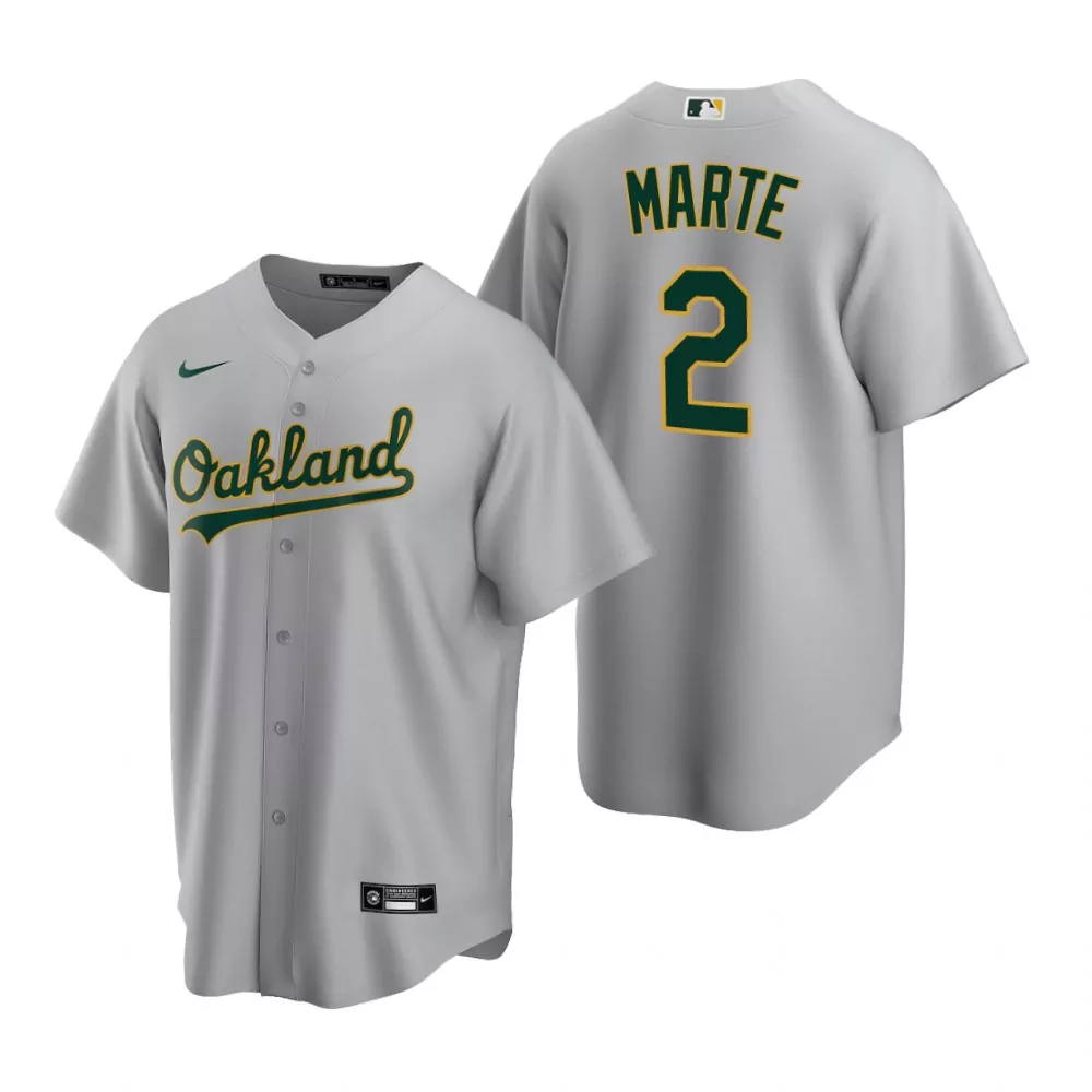 Starling Marte 2 Jersey Gray Oakland Athletics Men Green Yellow