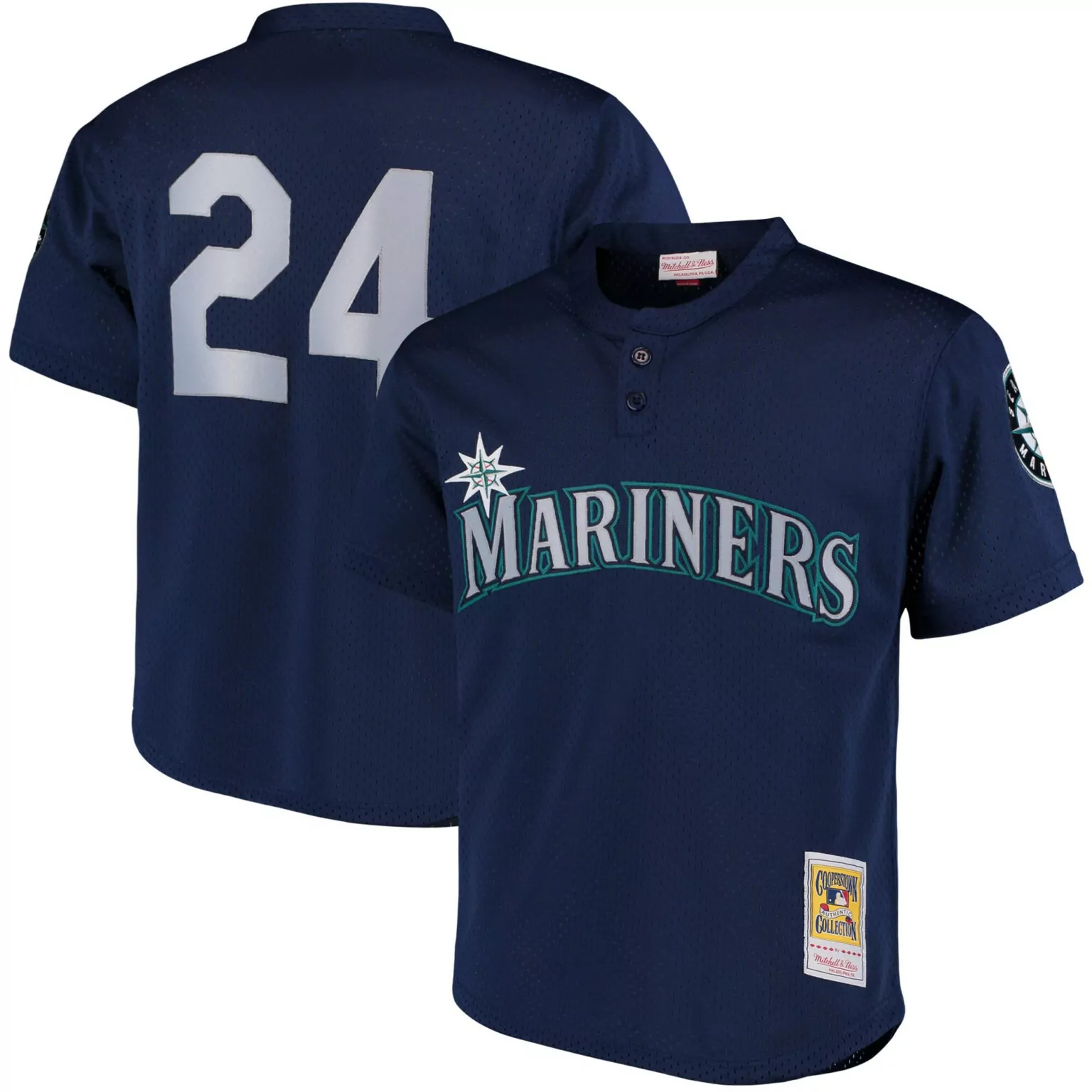 Ken Griffey 24 Mariners Jersey Navy Cooperstown Collection Mitchell Ness Authentic