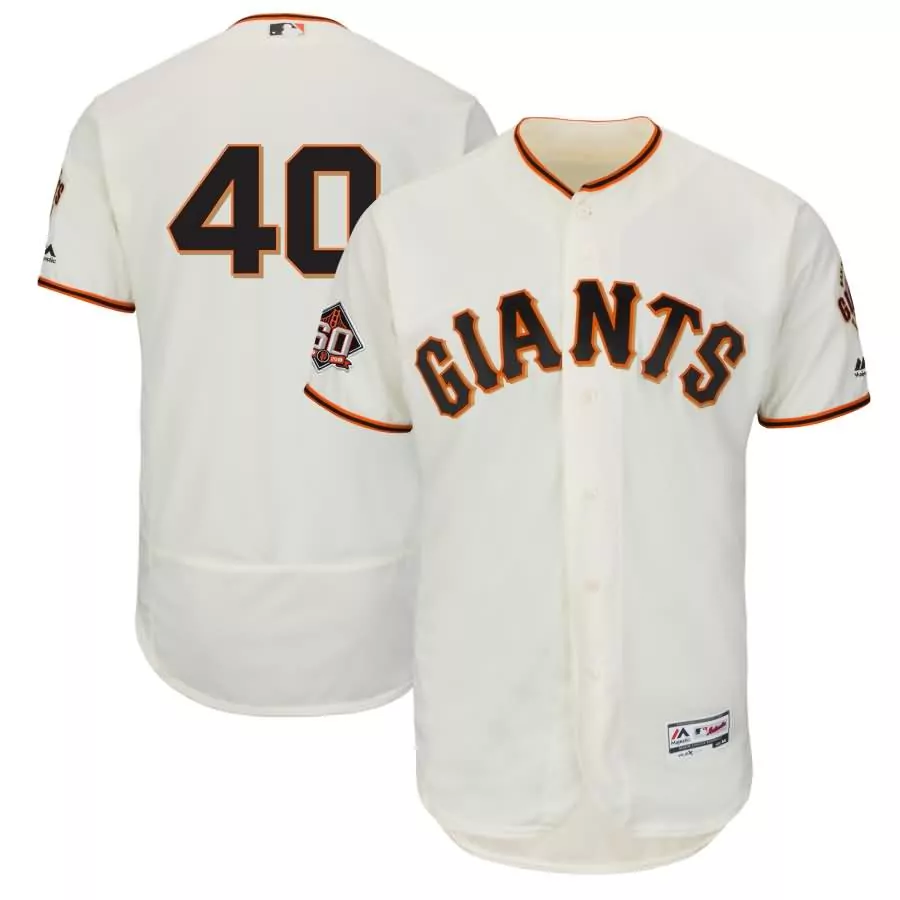 Evan Longoria 40 Jersey Cream San Francisco Giants 60th Anniversary Men Black Orange