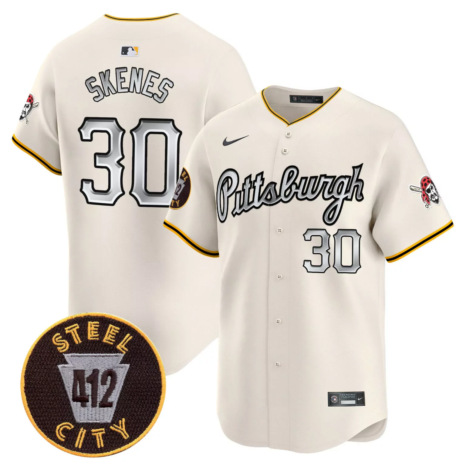 Paul Skenes 30 Pittsburgh Pirates Jersey Cream City Connect Steel 412 Men Black Yellow