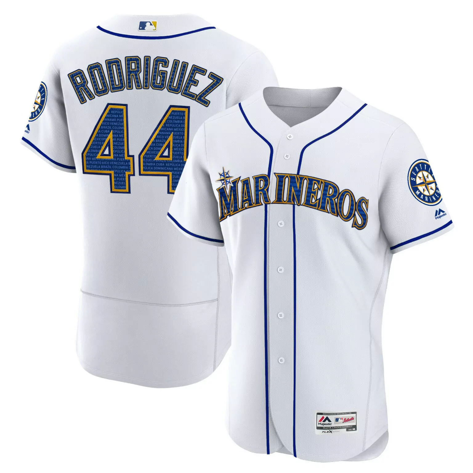 Julio Rodriguez 44 Mariners Jersey White City Connect Majestic 2023 Men Custom Design