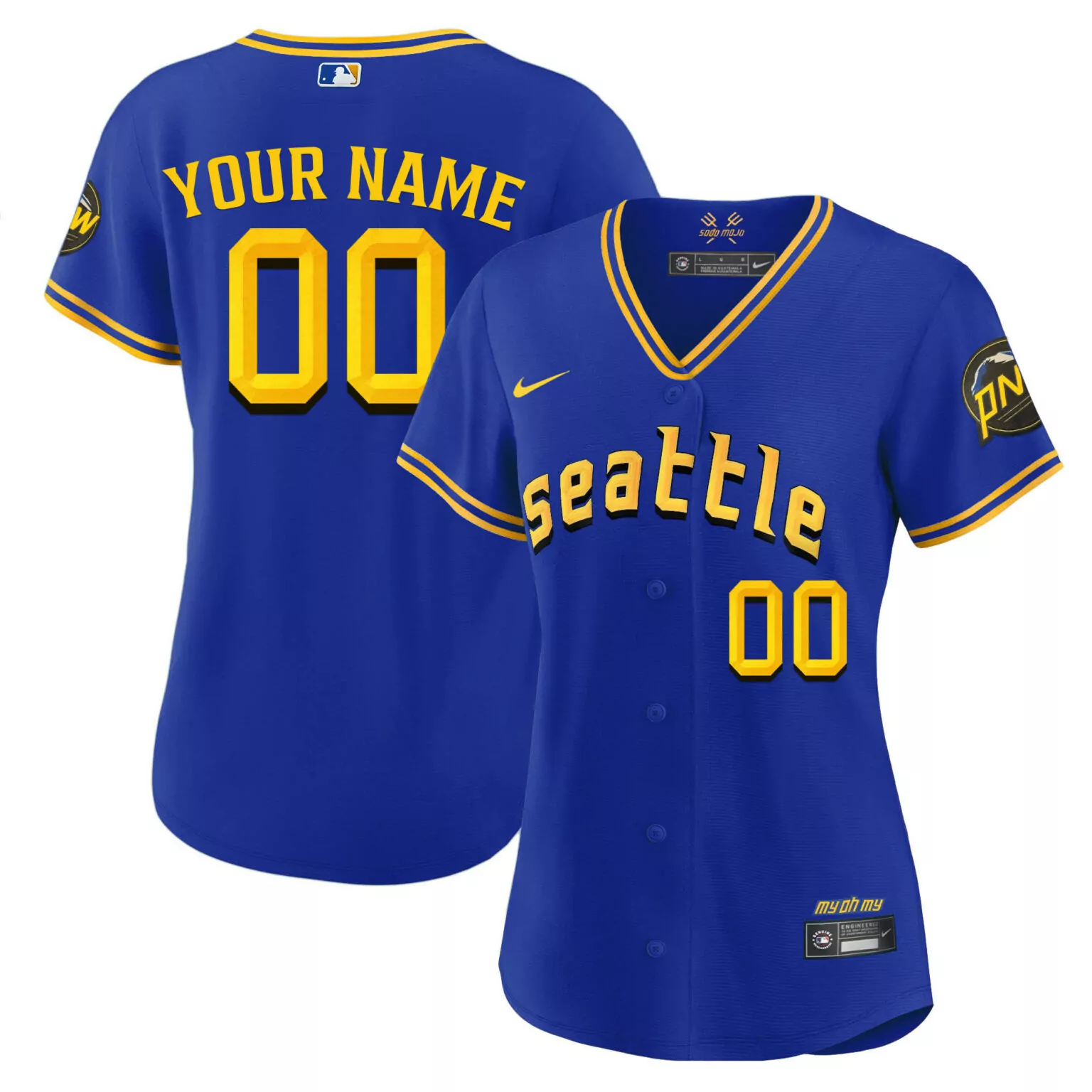Custom Seattle Jersey Royal Blue My Oh Pn Women Yellow White Cool All Stitched
