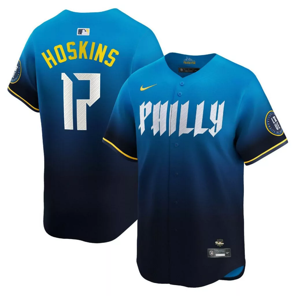 Rhys Hoskins 17 Jersey Blue City Connect Philadelphia Phillies Men Alternate Split Design