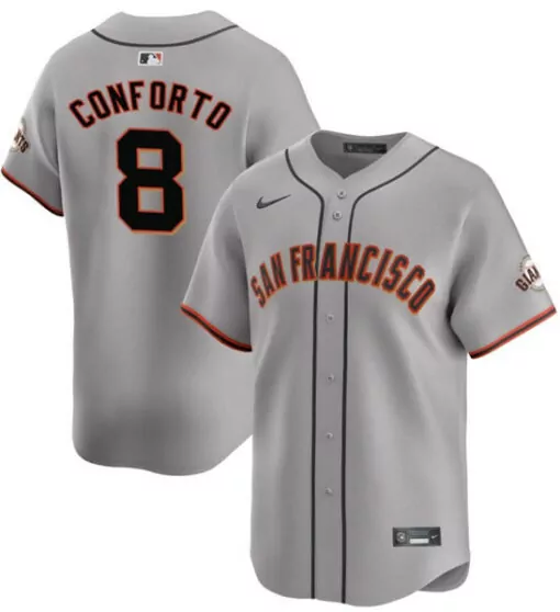 Michael Conforto 8 Jersey Gray San Francisco Giants Men Orange Black Cool Base Stitched