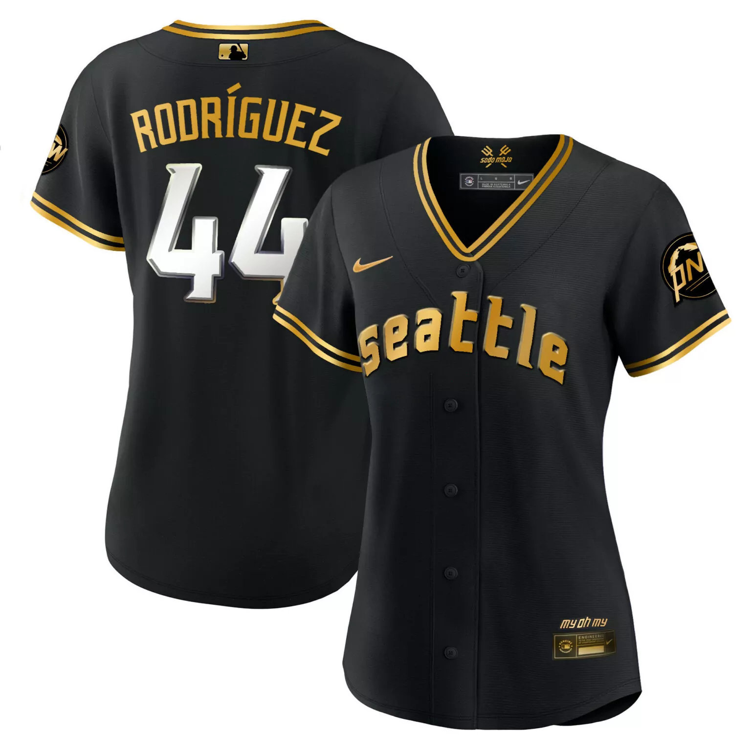 Julio Rodriguez 44 Jersey Black Seattle Mariners Sodo Mojo Men Gold All Stitched