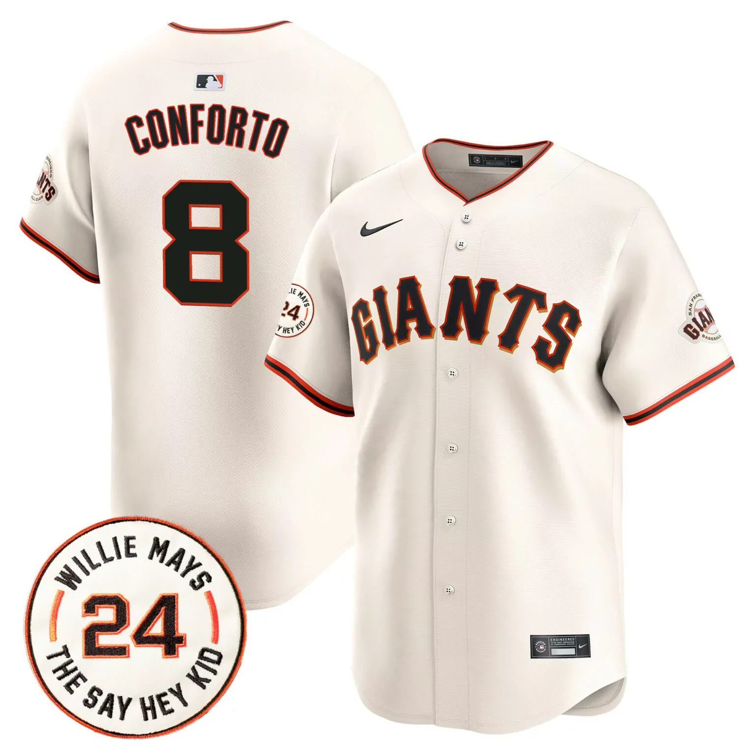 Michael Conforto 8 Jersey Cream Willie Mays San Francisco Giants Men Black Orange