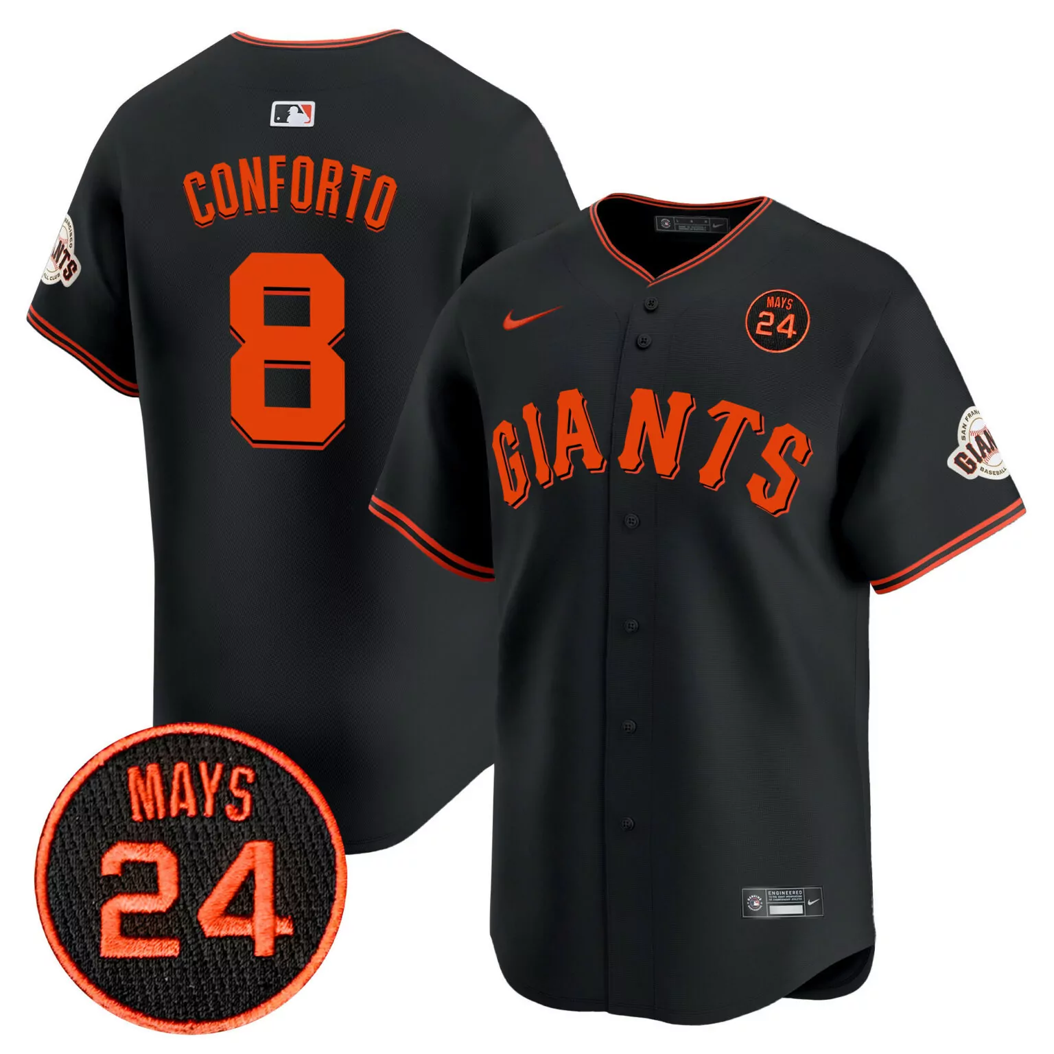 Michael Conforto 8 Giants Jersey Black Baseball Club Men Orange v3 All Stitched