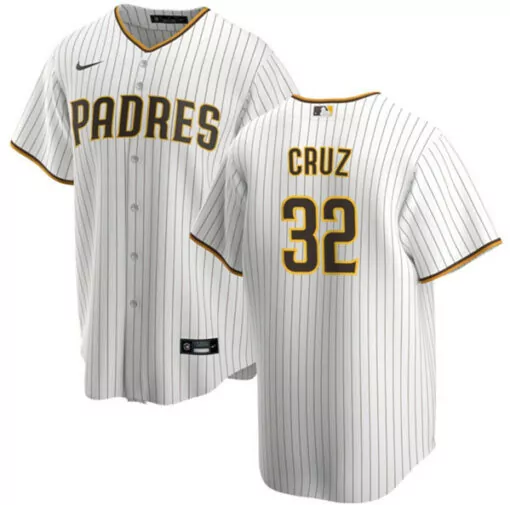Nelson Cruz 32 Padres Jersey White Pinstripe Brown Gold Cool Base Stitched