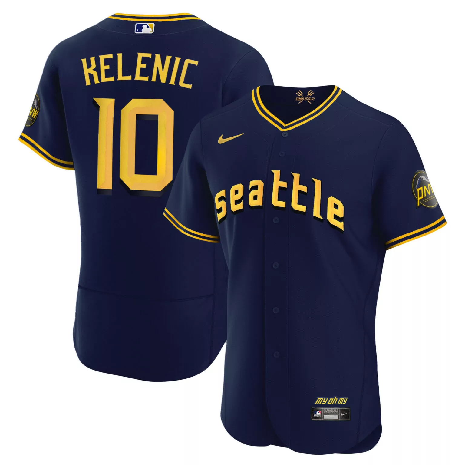 Jarred Kelenic 10 Jersey Navy Seattle Mariners Sodo Mojo Pnw Men Yellow Flex Collection