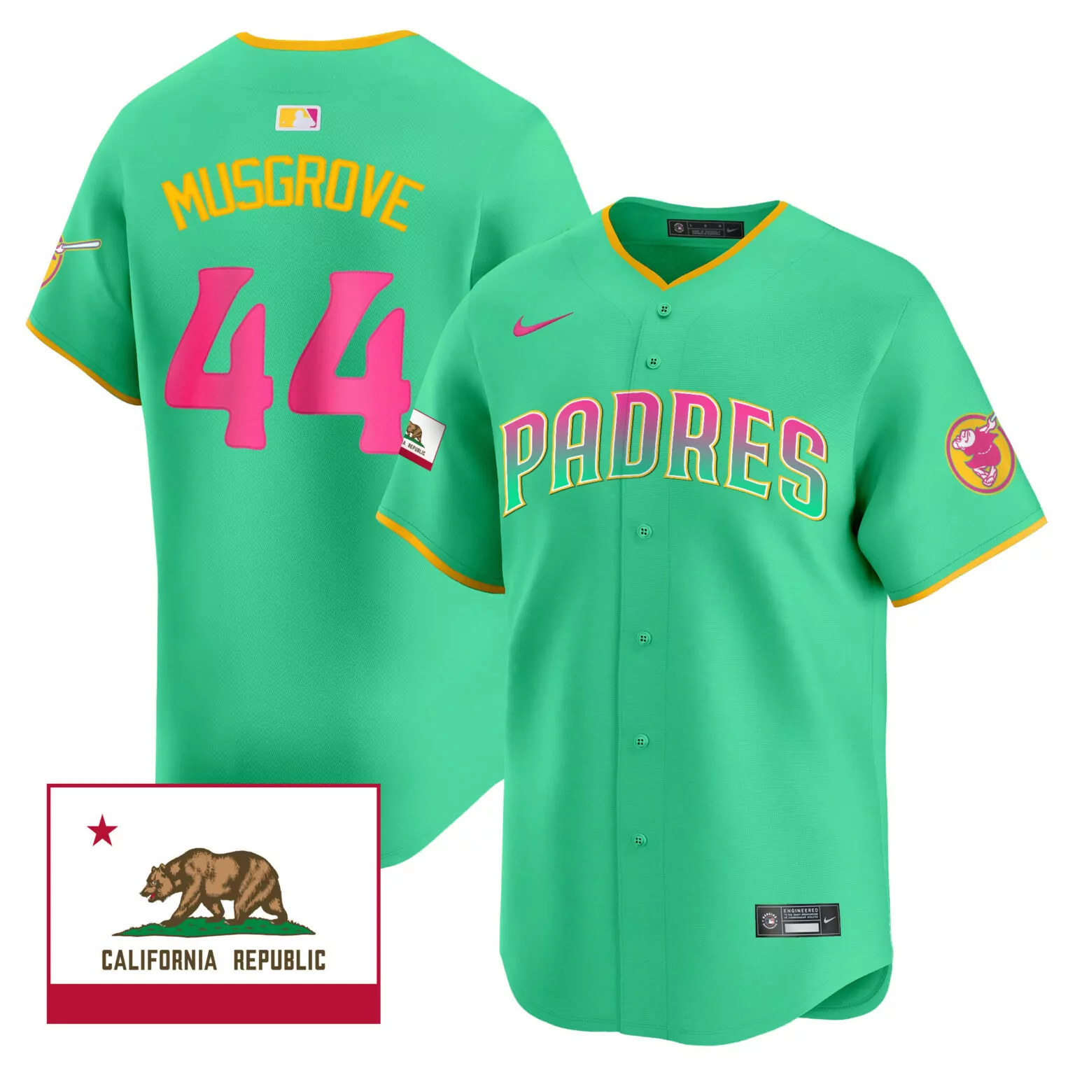 Joe Musgrove 44 Padres Jersey Green City Connect California Republic Men Alternate