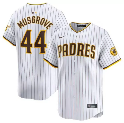 Joe Musgrove 44 Padres Jersey White Brown Yellow Home Stitched