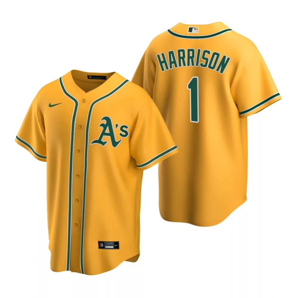 Kyle Harrison 1 Oakland Athletics Jersey Yellow Men Green White Alternate
