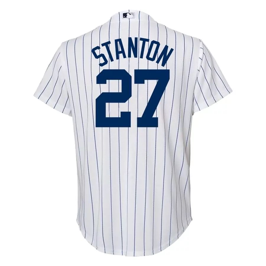 Giancarlo Stanton 27 Jersey White New York Yankees Men Navy Blue Cool Base