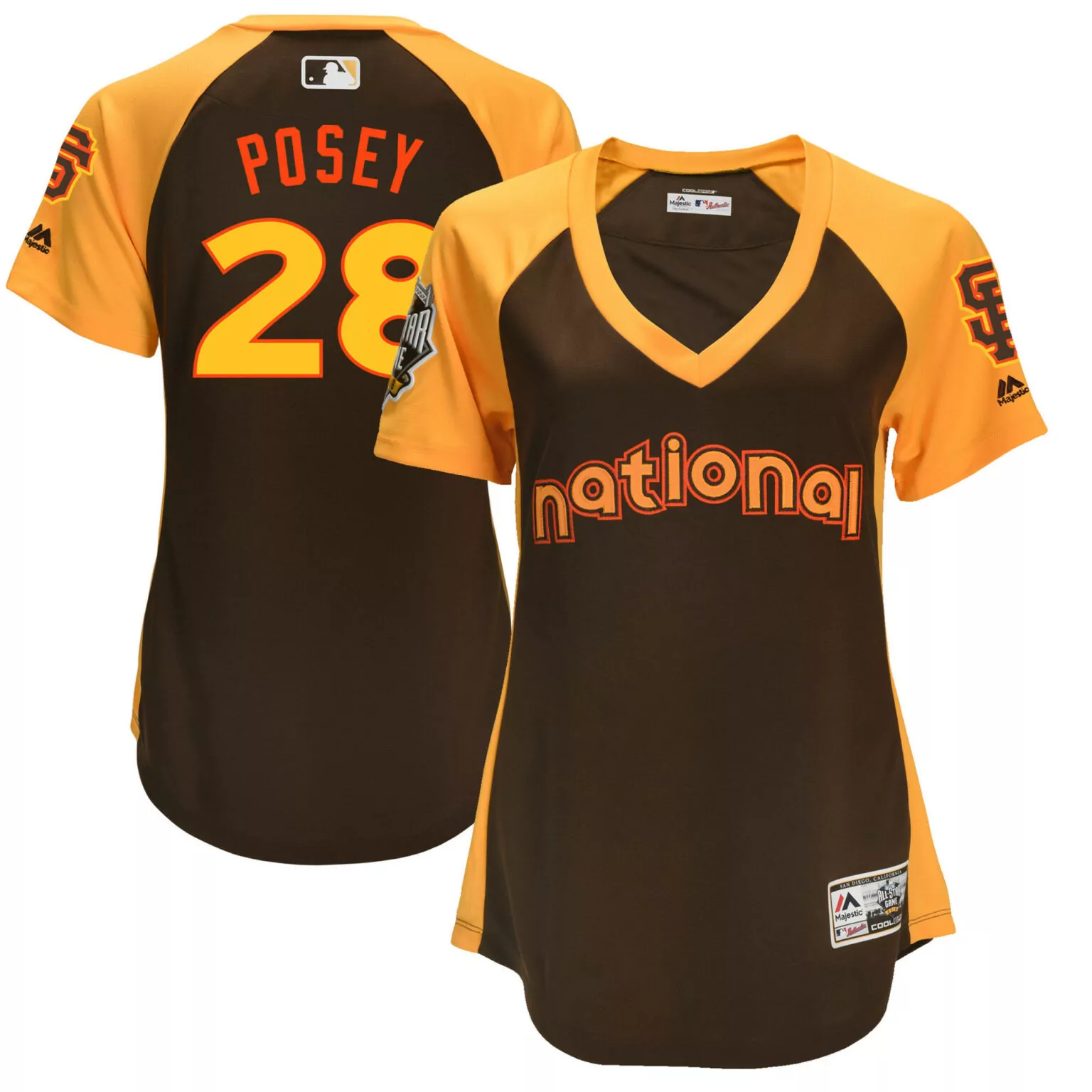 Buster Posey 28 Jersey Brown All-star Game San Francisco Giants Men Orange Cool Base