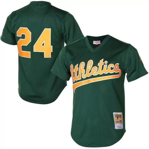 Chipper Jones 24 Jersey Green Oakland Athletics Mitchell Ness Hardwood Classics Men