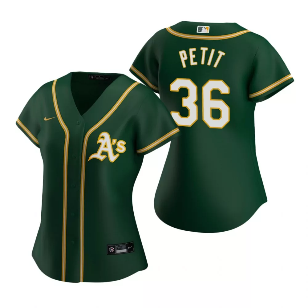 Yusmeiro Petit 36 Jersey Green Oakland Athletics Women Replica Yellow White Alternate