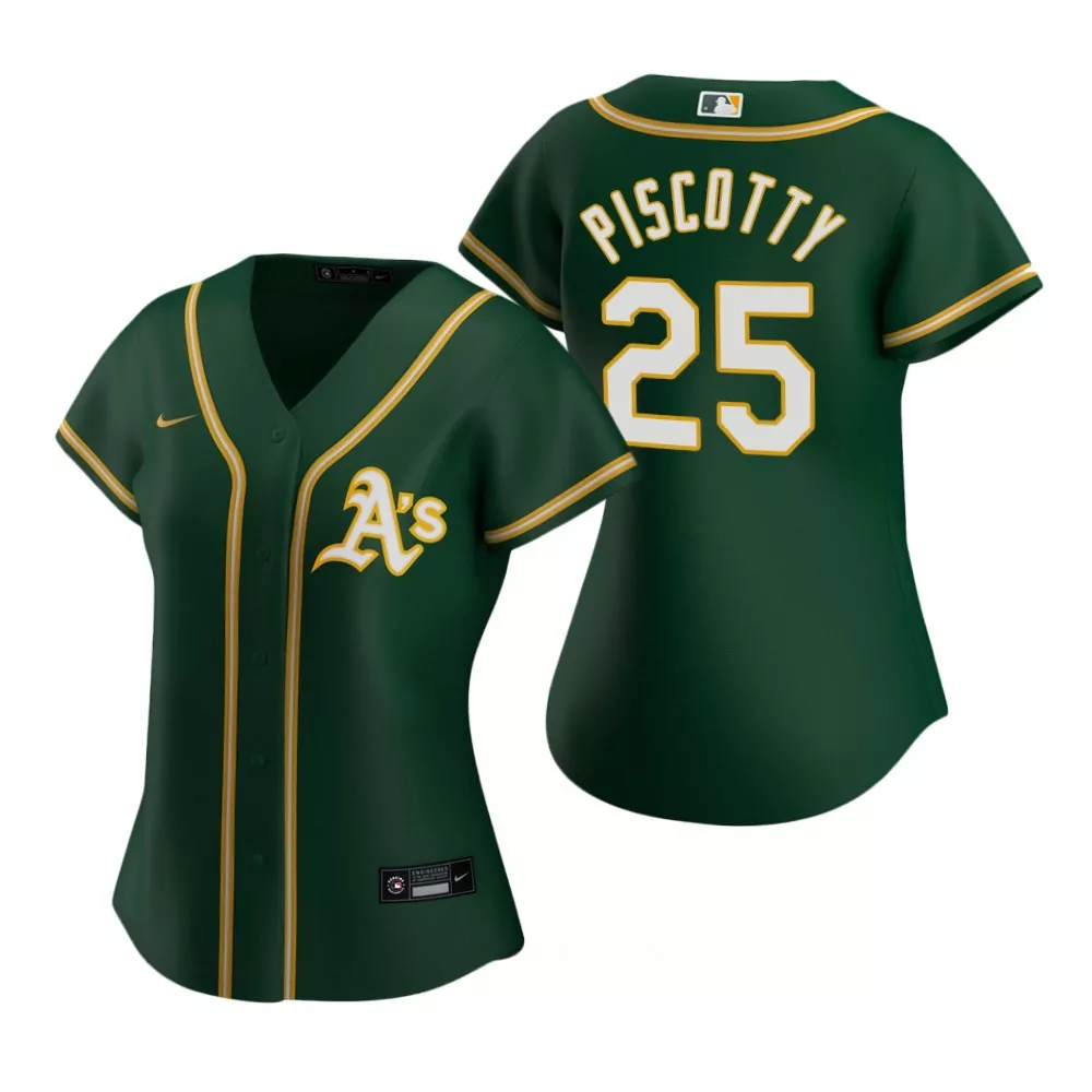 Stephen Piscotty 25 Jersey Green Oakland Athletics Women Gold Alternate