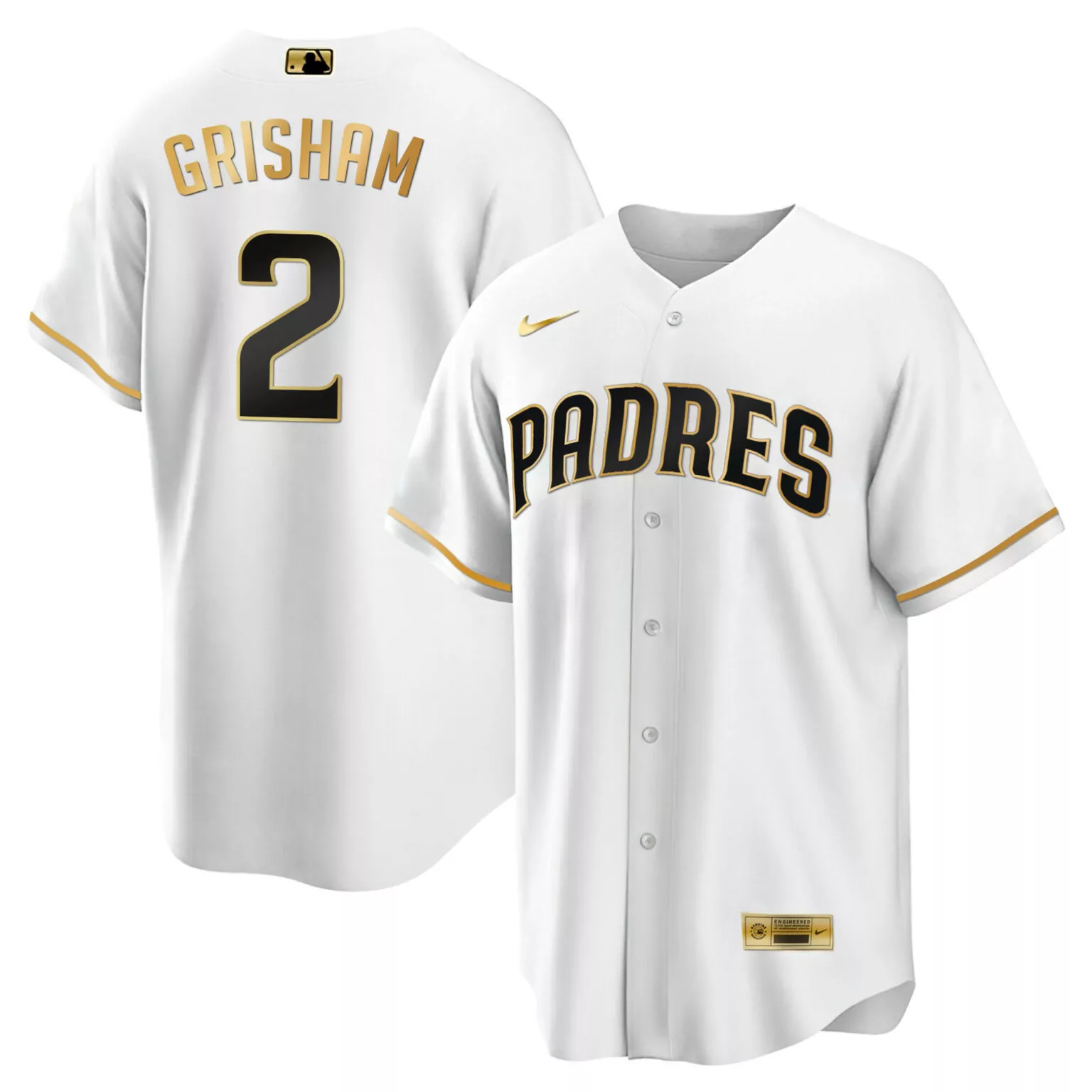 Trent Grisham 2 Padres Jersey White Men Black Gold Cool All Stitched