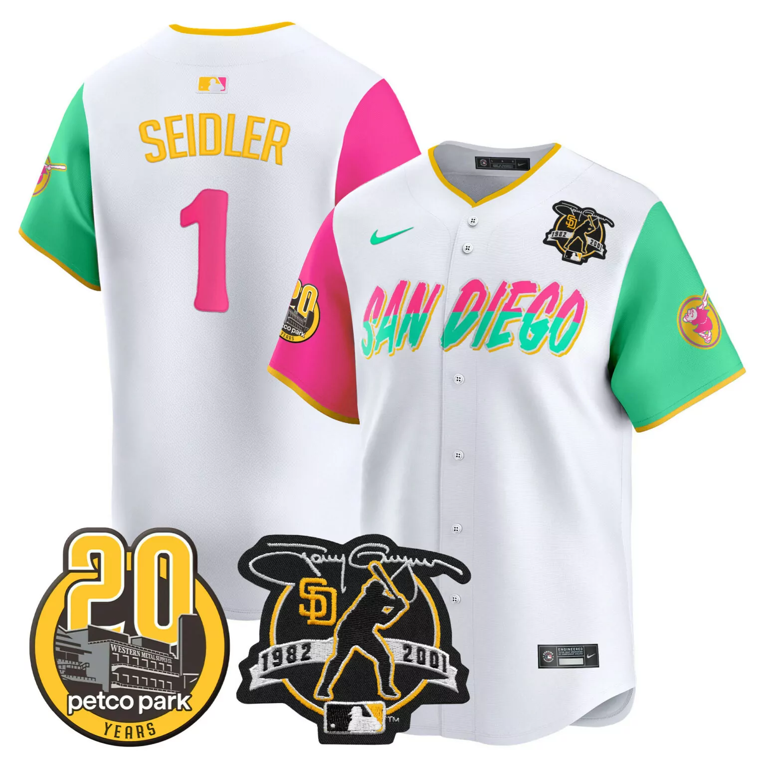 Peter Seidler 1 San Diego Padres Jersey White City Connect Petco Park 20 Years 1982-2001