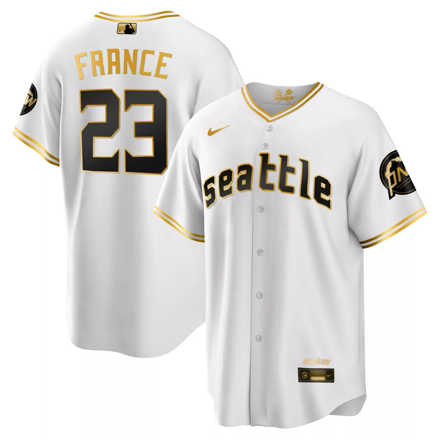 Ty France 23 Seattle Mariners Jersey White City Connect Men Gold Black Cool All Stitched