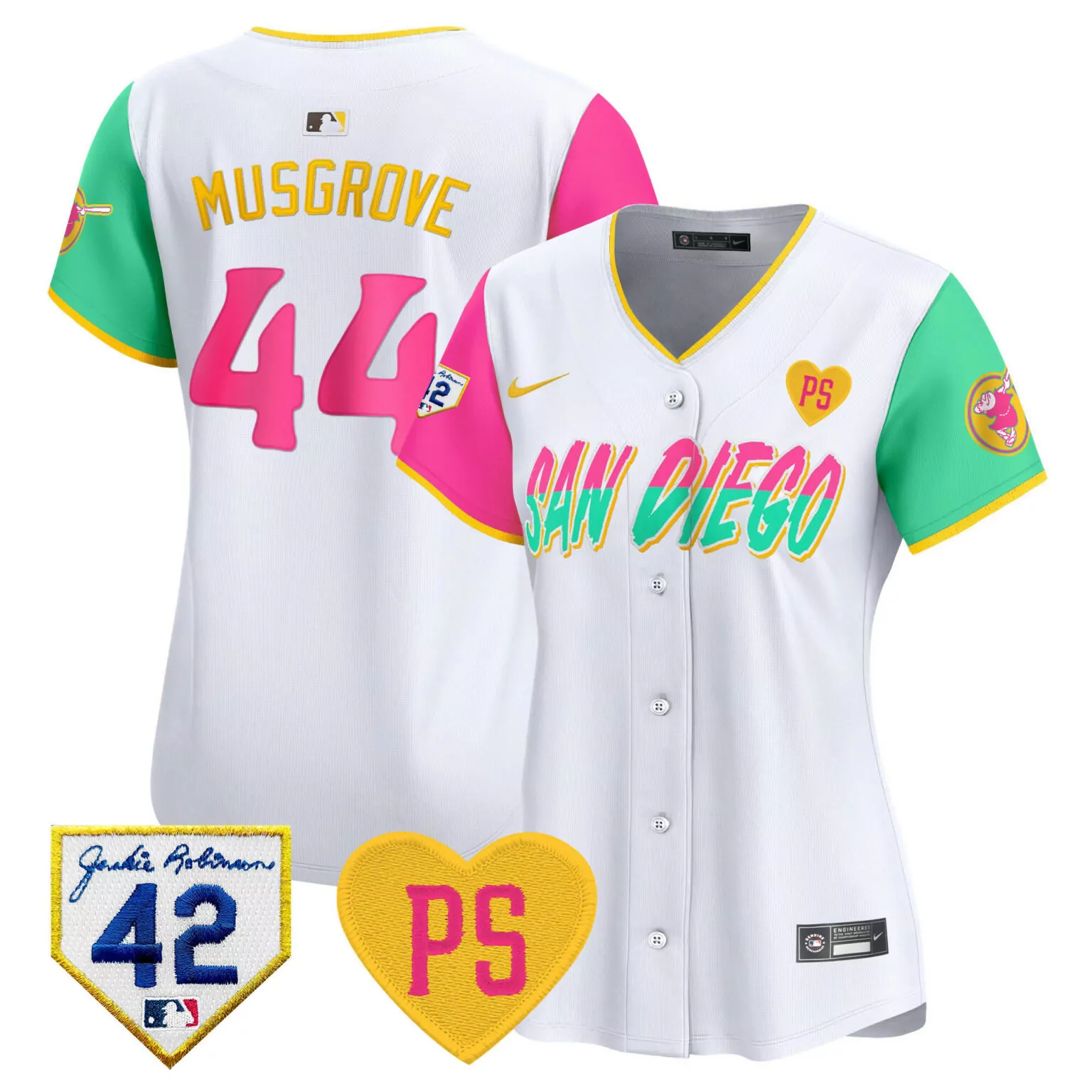 Joe Musgrove 44 San Diego Padres Jersey White City Connect Jackie Robinson 42 Ps