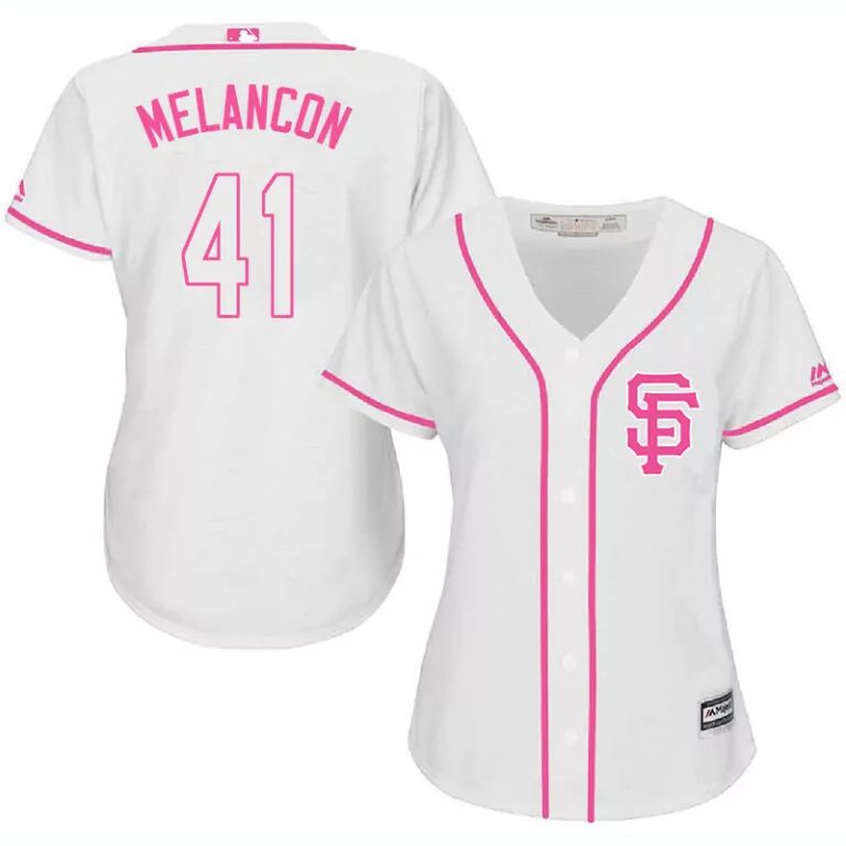 Mark Melancon 41 Jersey White San Francisco Giants Women Hot Pink Cool Base