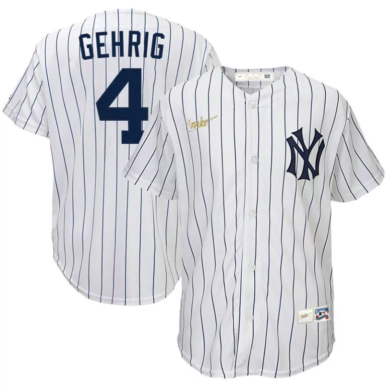 Lou Gehrig 4 New York Yankees Jersey White Men Navy Blue Home Cooperstown Collection